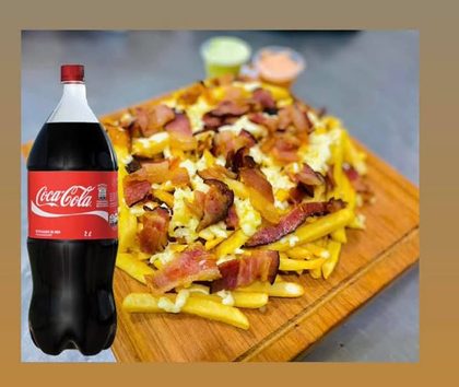 Porção de Batata Frita com Queijo e Bacon